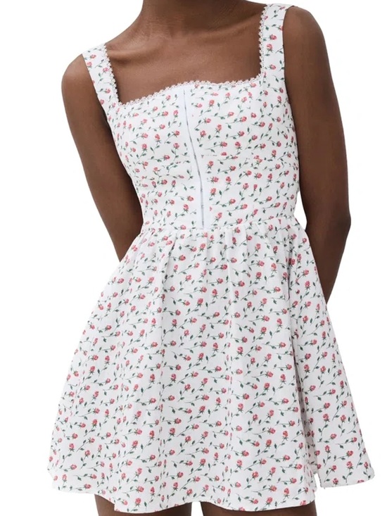 Reformation Dresses & Skirts - Reformation White Mini Dress with Pink Floral Print